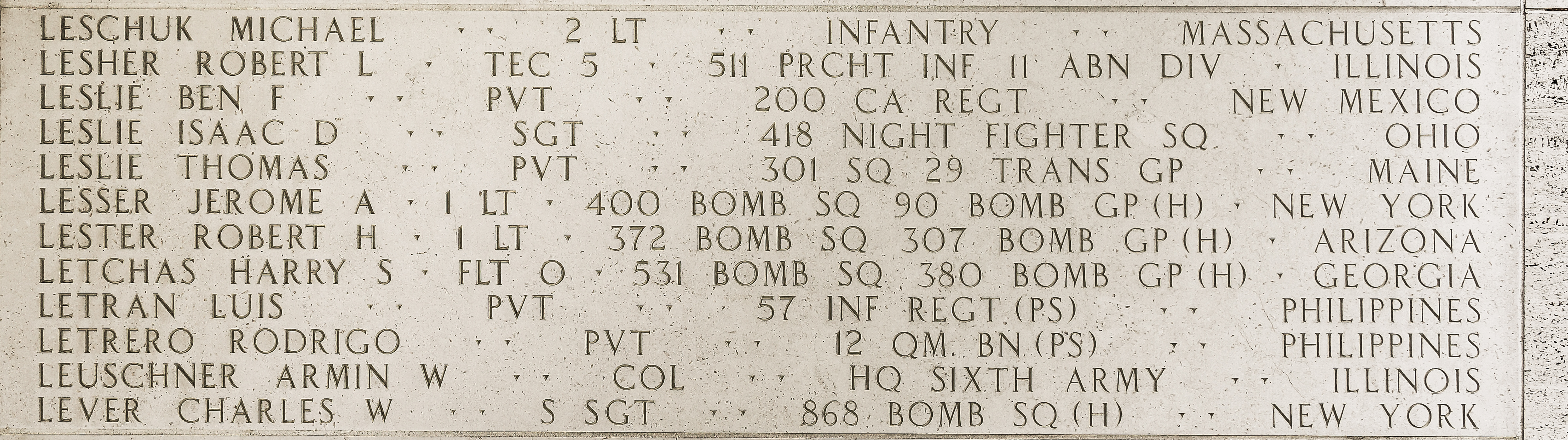 Harry S. Letchas, Flight Officer